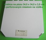 Krabica na pizzu 34,5x34,5x3,5 cm s vizitkou